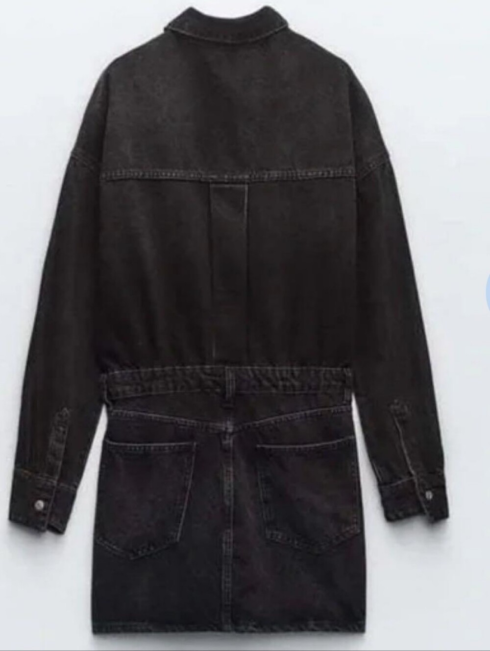 NWT Zara Washed Black Denim Mini Shirt Dress New Size M - Picture 5 of 13